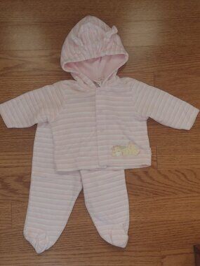 6 M | Striped Pink Embroidered Giraffe Outfit